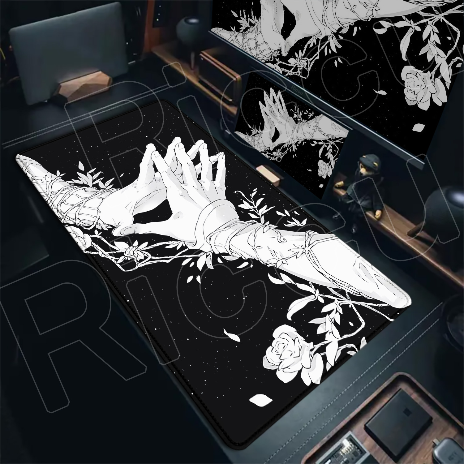 Gaming Console Keyboard - HD Large Black White XXL Gothic