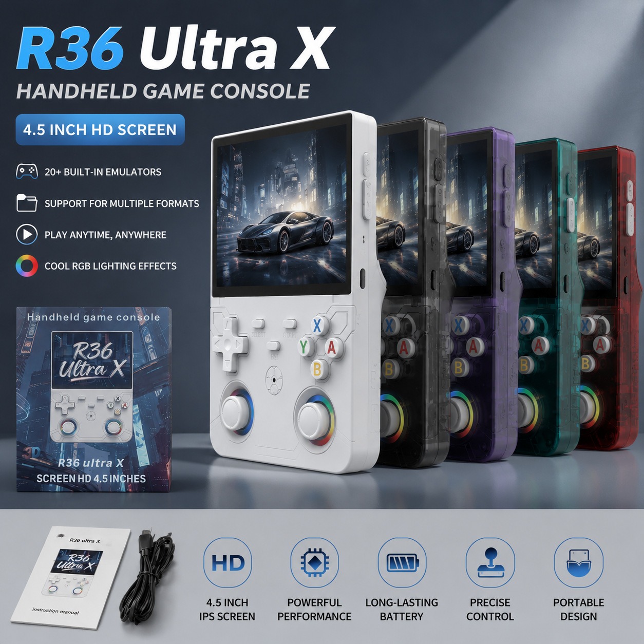 NEW 4.5 inch R36 ultra X retro – обзор и цена Gaming Console R36 Ultra